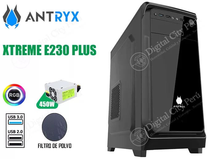 CASE ANTRYX XTREME E230 PLUS | FUENTE 450W | 01 COOLER POSTERIOR | NEGRO