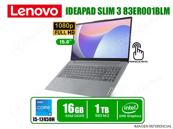 LAPTOP LENOVO IDEAPAD SLIM 3 15IAH8 | INTEL CORE I5-12450H | RAM: 16GB LPDDR5 4800MHZ | SSD: 1TB M.2 PCIe 4.0X4 NVME | GRAFI