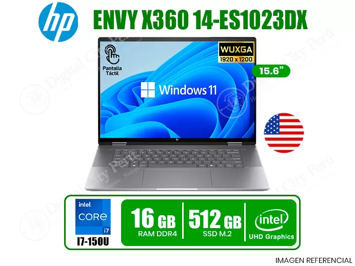 LAPTOP USA HP ENVY X360 14-ES1023DX | PROC.: I7-150U | RAM: 16GB DDR4 3200MHZ | SSD: 512GB M.2 2280 PCIe® 4.0×4 NVMe® | GRAFI
