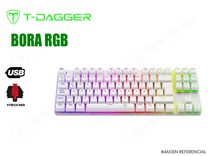 TECLADO T-DAGGER BORA WHITE RGB SPANISH T-TGK315W-RD-SP RED SWITCH